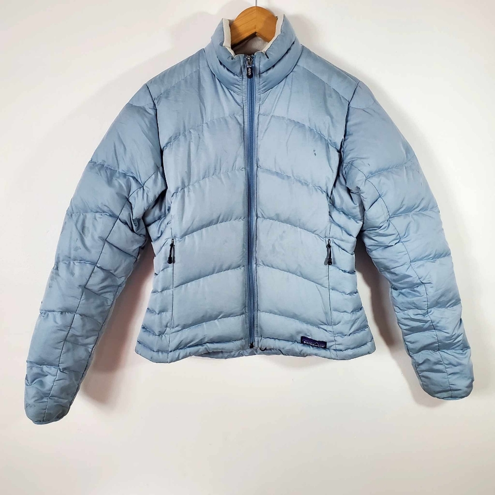 Patagonia Women's Down Insulated Full Zip Puffer Jacket Blue Light Size S